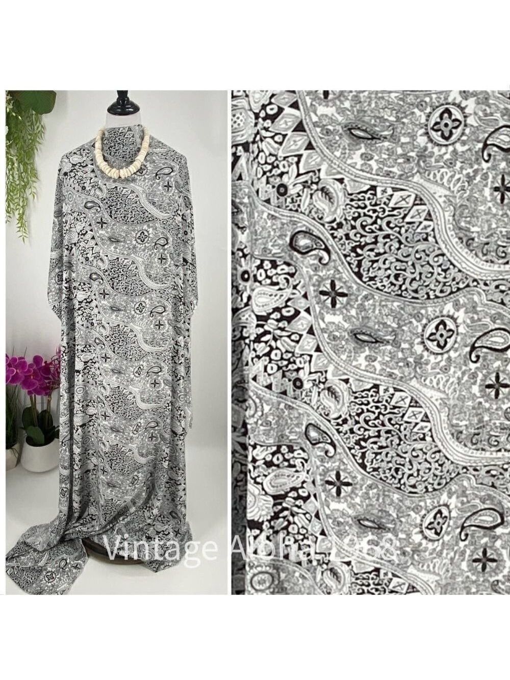 Black/White Paisley Floral SARONG Pareo Lavalava Beach Wrap Skirt Summer Scarf